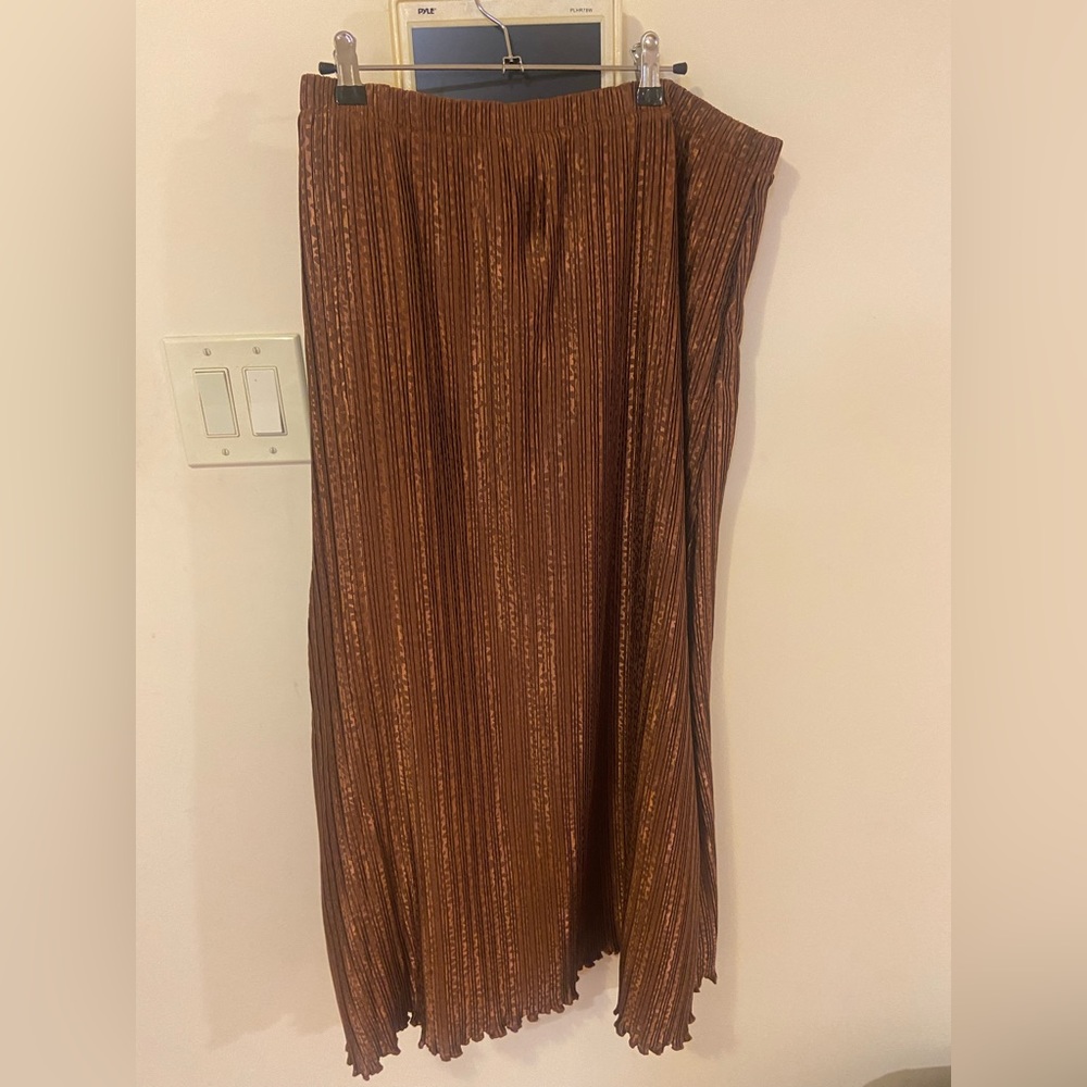 Shiny copper, metallic, cheetah, print maxi skirt